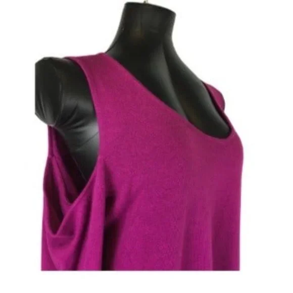 Rob & Ali Long Sleeve Cold Shoulder Fuschia Sweater Women’s 1X - Picture 3 of 11